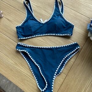 Cupshe Teal Bikini with White Accents